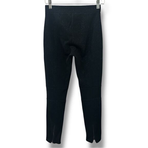 Sandro Black Glitter Straight Leg Pants Size 1 – Wool Blend, Zip Back Hem - Picture 2 of 8
